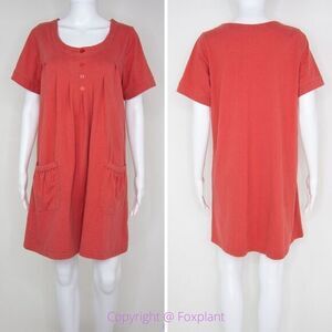 Roaman's red 100% cotton short sleeves dress with‎ pockets, size M